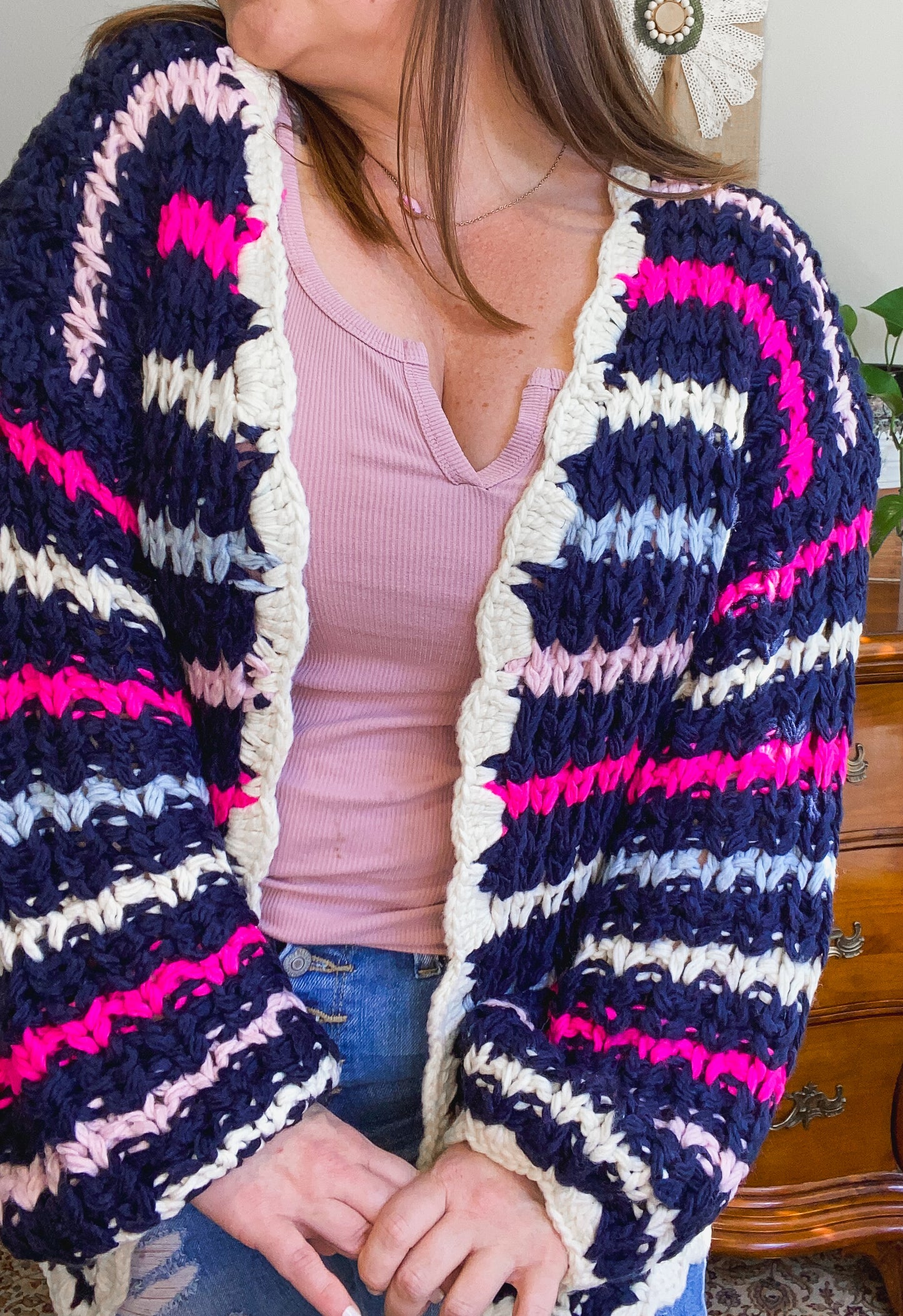 Aspen Sweater Cardigan (Navy Multi)