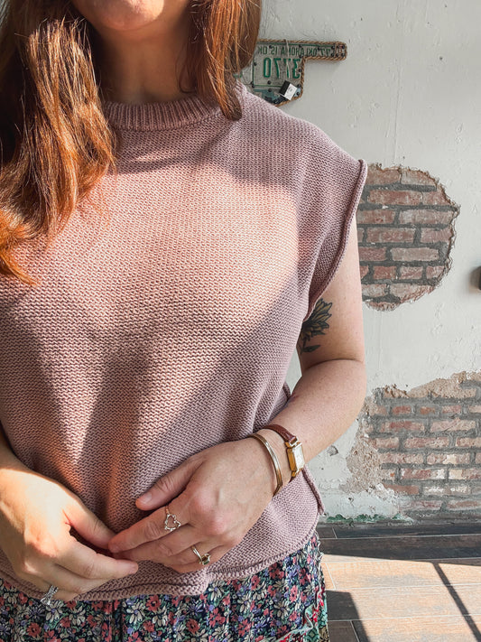 Harper Knit Vest in Dusty Rose