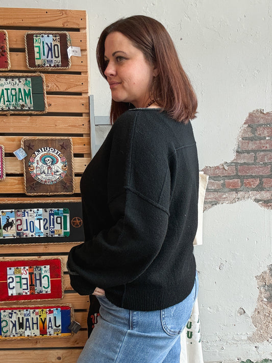 Soft Boat Neck Sweater in Black