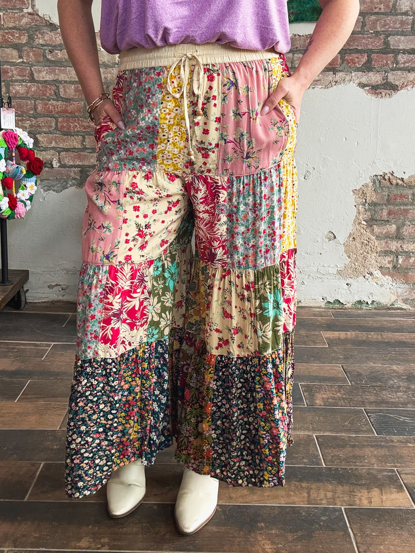 Floral Whimsy Patchwork Pants