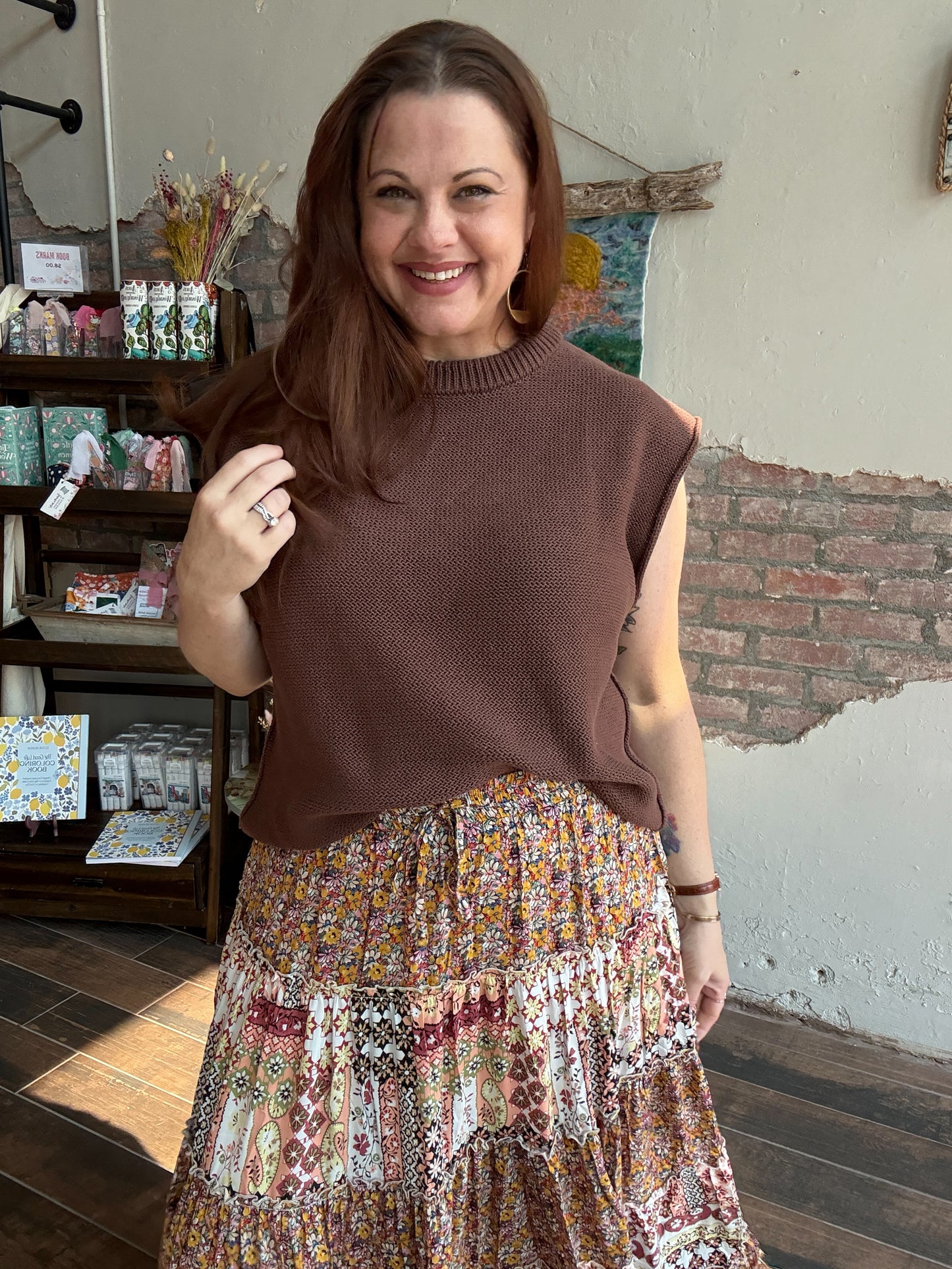 Harper Knit Vest in Brown