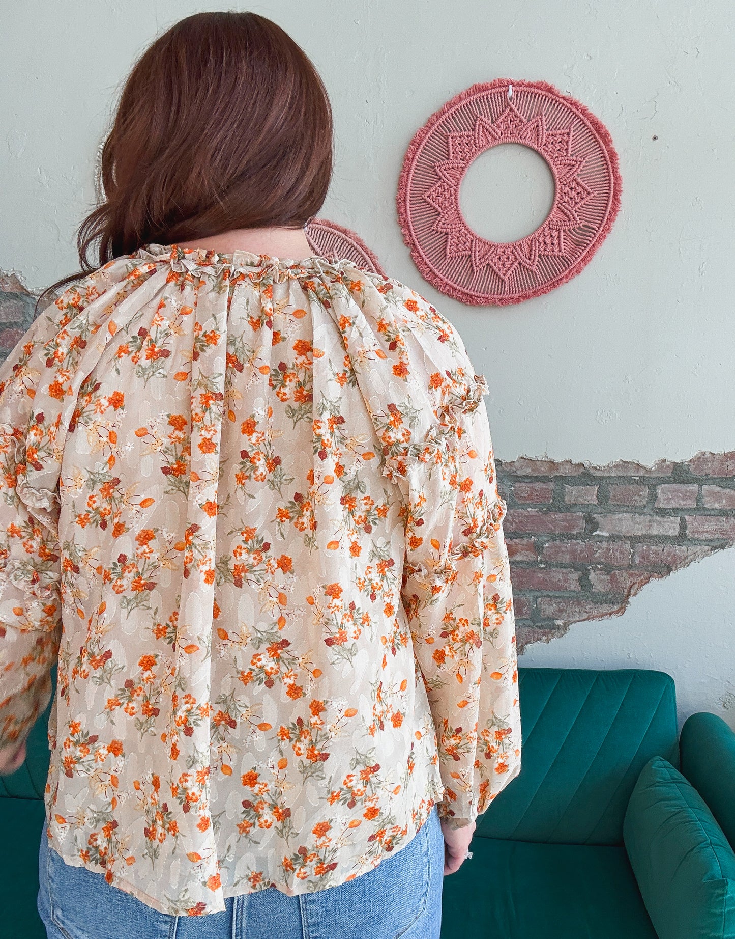 Delilah Floral Blouse in Taupe