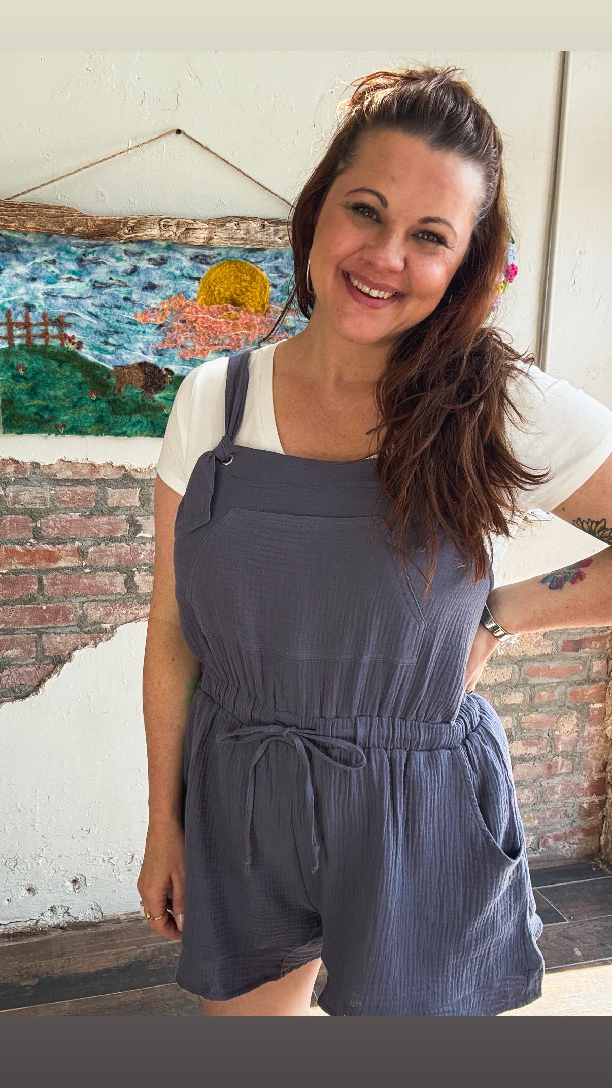 Gauze Romper in Midnight Blue