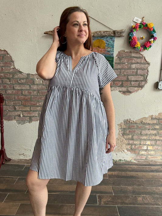 Weekend Whimsy Babydoll Dress in Blue