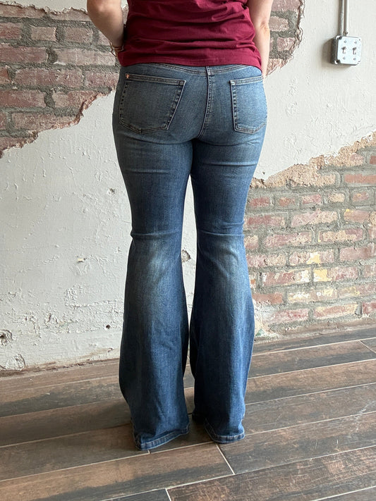 Double Angled Seam Flare Jeans - Judy Blue