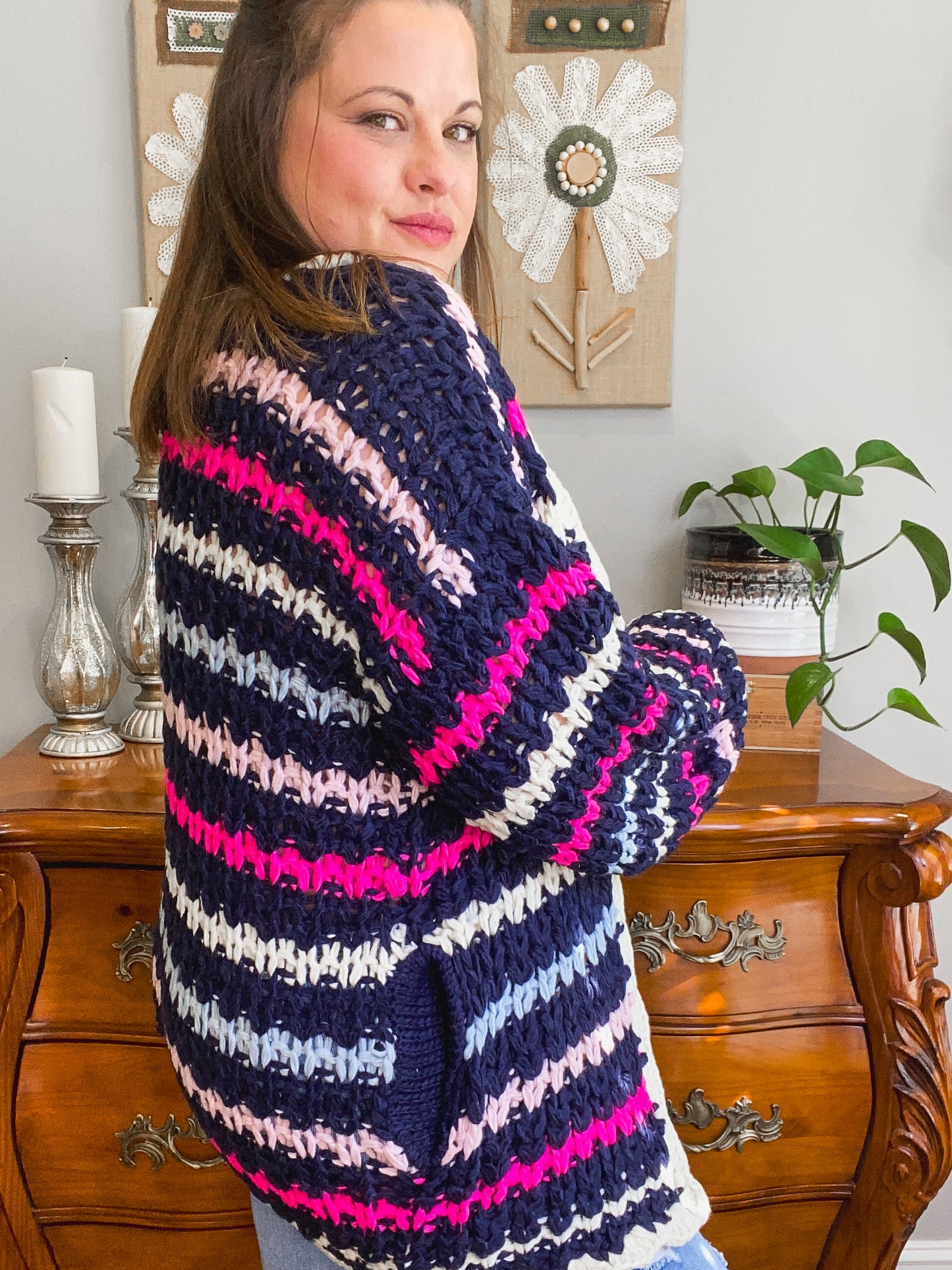Aspen Sweater Cardigan (Navy Multi)