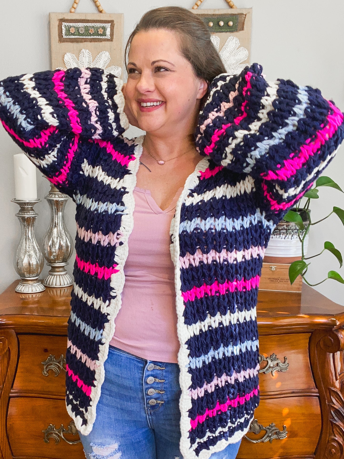 Aspen Sweater Cardigan (Navy Multi)
