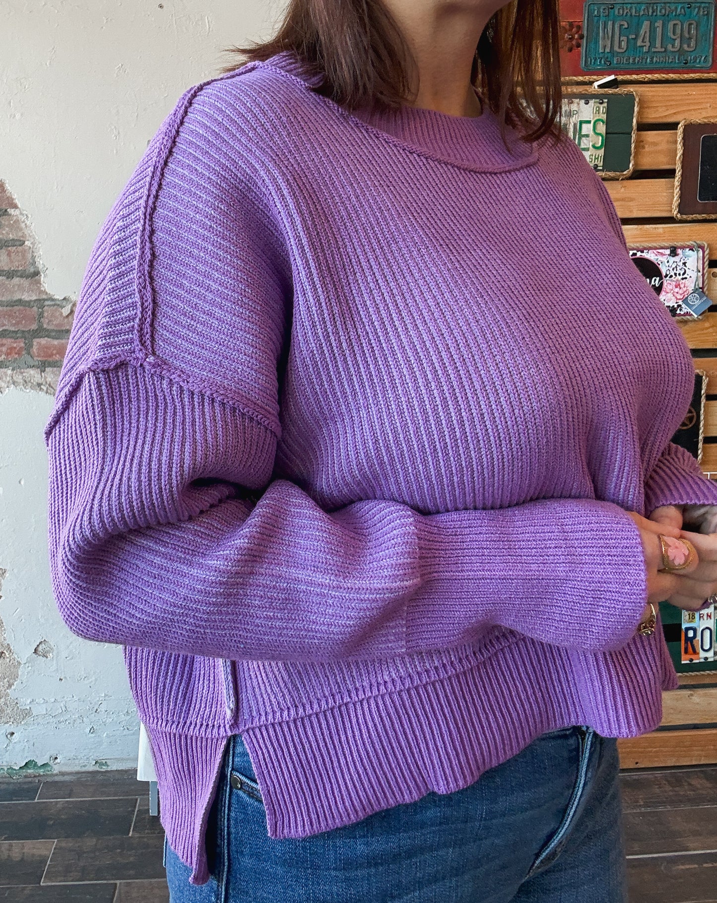 Twist and Stitch Sweater in Violet/Lavender