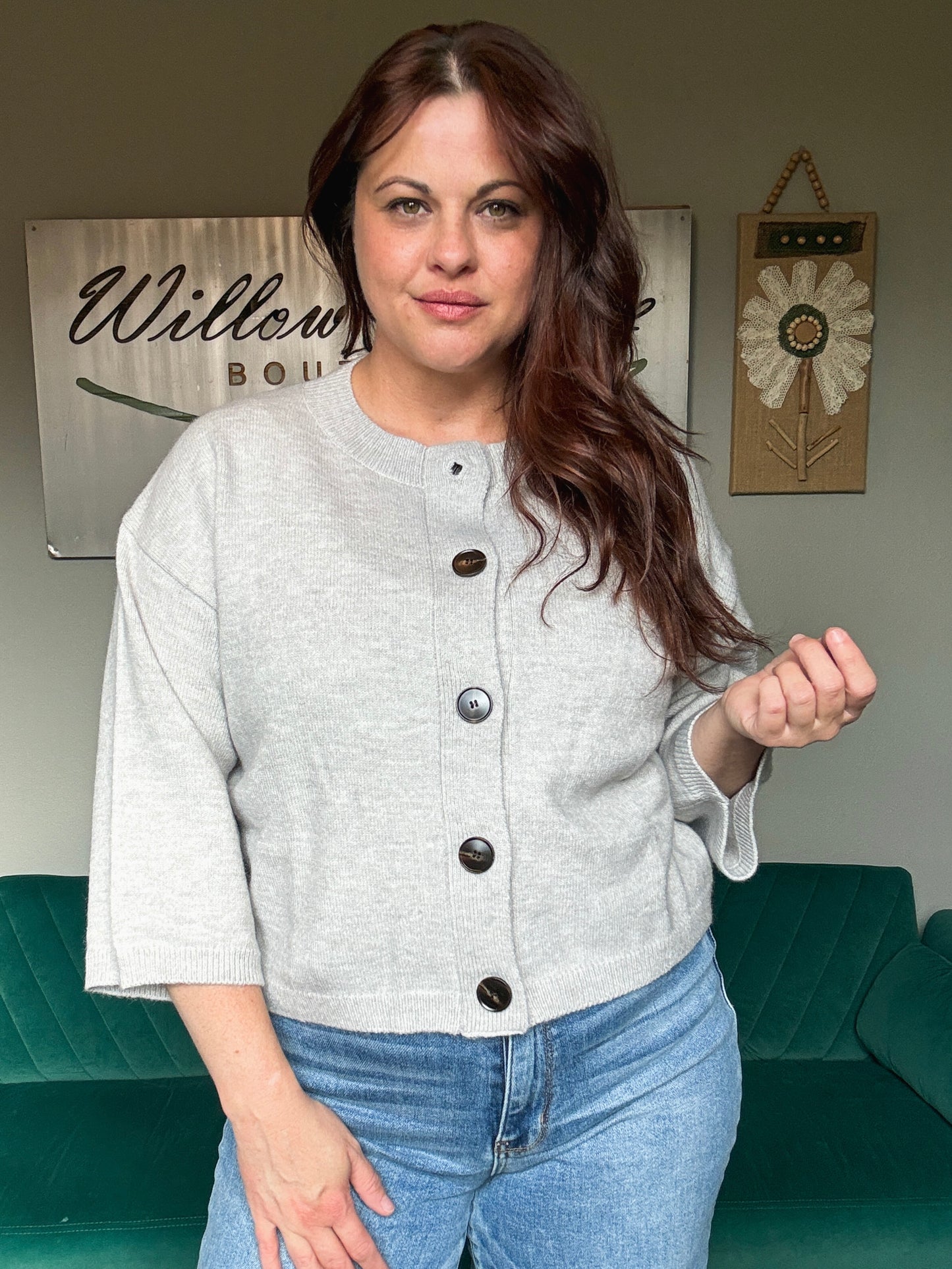 The Emery Cardigan in Light Grey