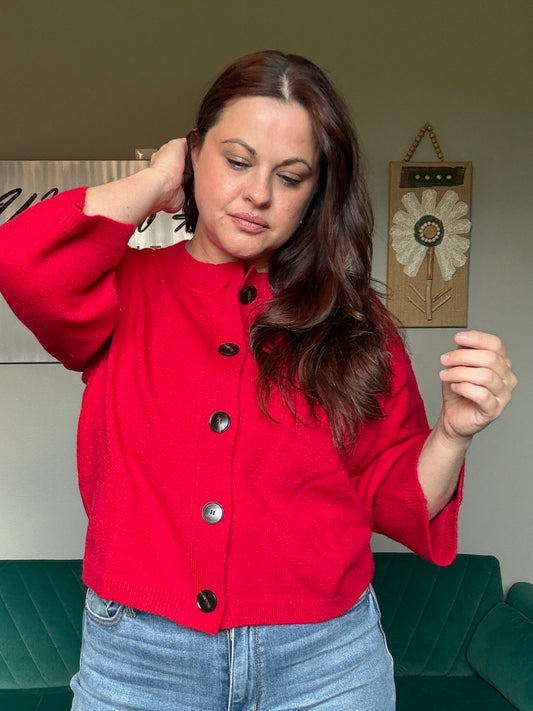 The Emery Cardigan in Red