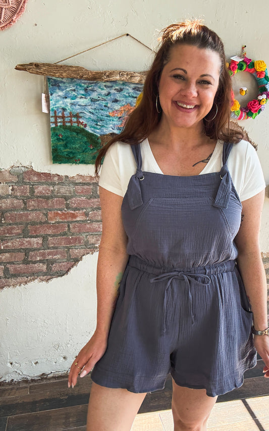 Gauze Romper in Midnight Blue