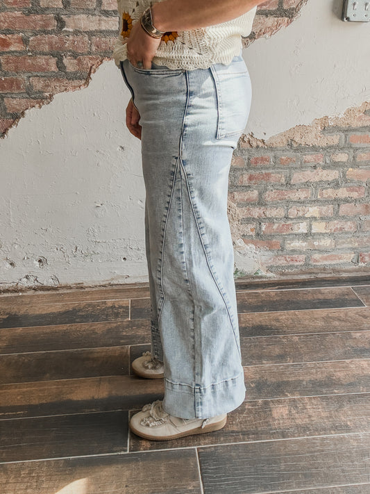 Cool Girl Angled Seam Wide Leg Jeans