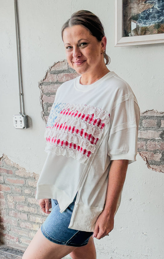Sweet Land of Liberty Pullover in White