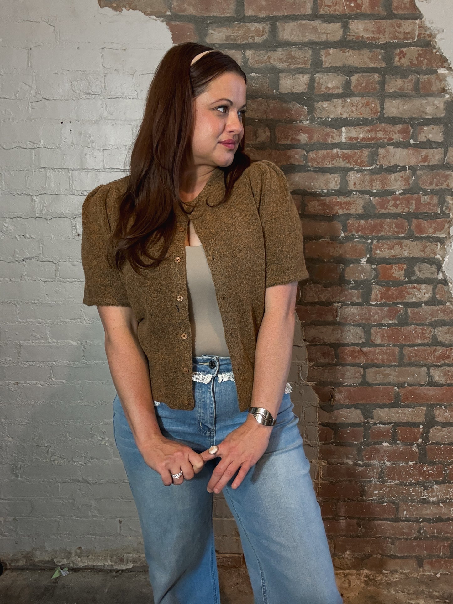 Elsie Sweater Cardigan in Rust