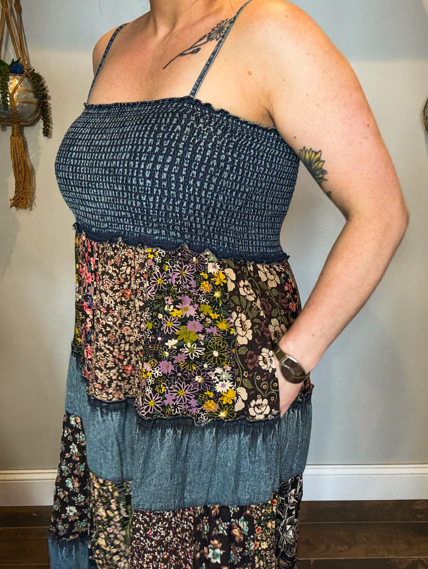 Denim Garden Patch Dress