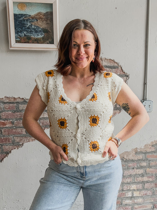 Sunflower Embroidered Vest