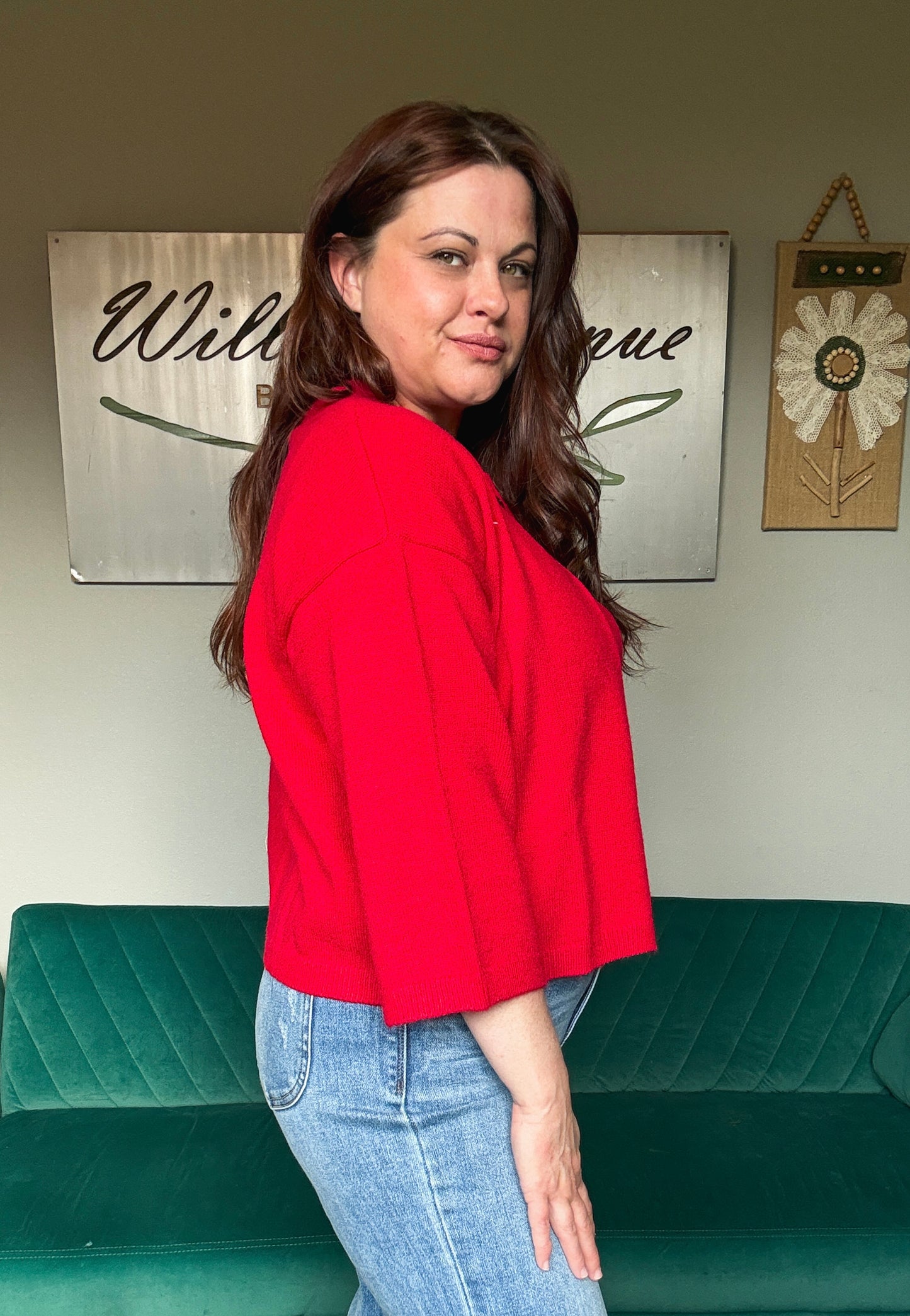 The Emery Cardigan in Red