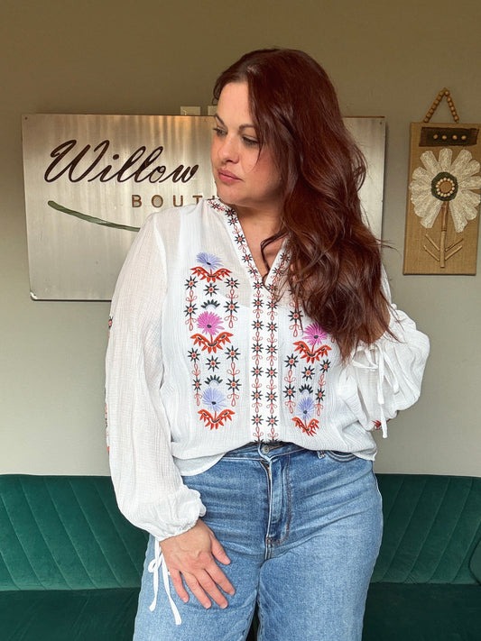 Golden Hour Embroidered Top