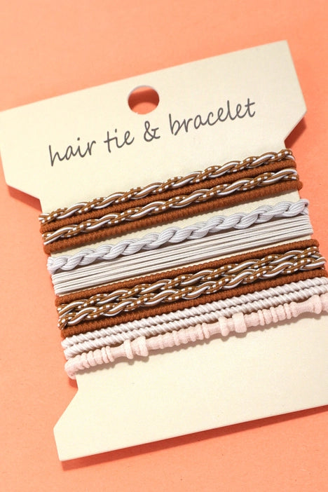 Boho Dual Function Knot Bracelet Hair Ties in Off White