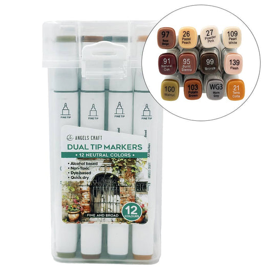Dual Tip Markers Set,  Neutral Colors