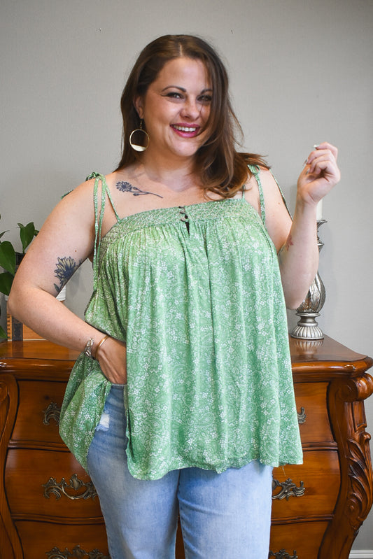 Paisley Floral Tank (Kelly Green)