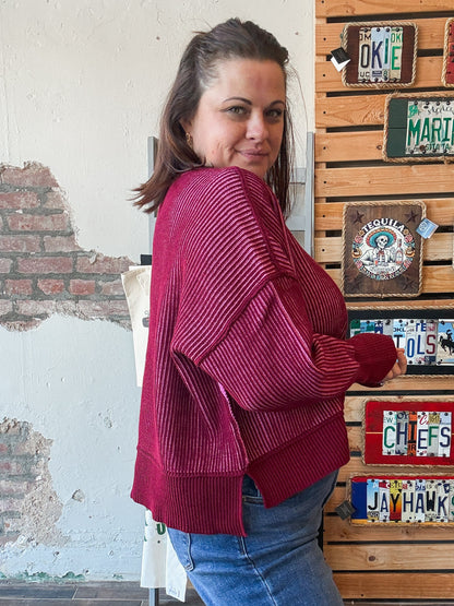 Twist and Stitch Sweater in Cabernet