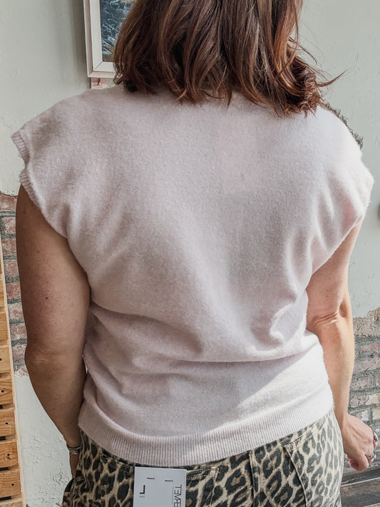 The Penny Polo Sweater in Baby Pink