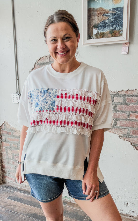 Sweet Land of Liberty Pullover in White