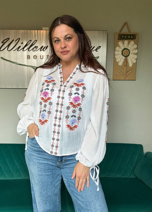 Golden Hour Embroidered Top