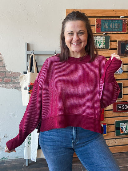 Twist and Stitch Sweater in Cabernet