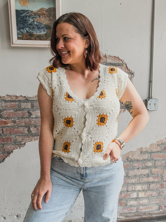 Sunflower Embroidered Vest