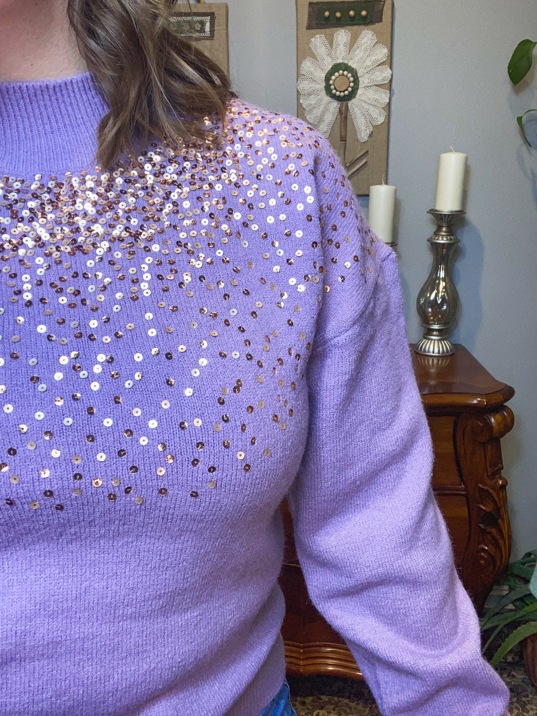 Sparkle Shower Sweater (Deep Lavender)