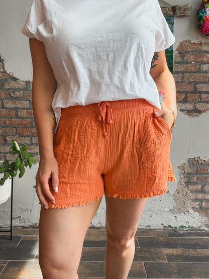 Laid Back Gauze Shorts in Cantaloupe
