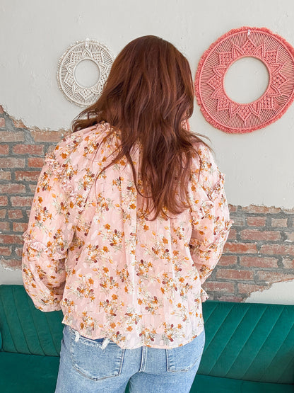 Delilah Floral Blouse in Dusty Pink