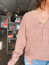 Load image into Gallery viewer, Courtney Waffle Knit Sweater in Mauve
