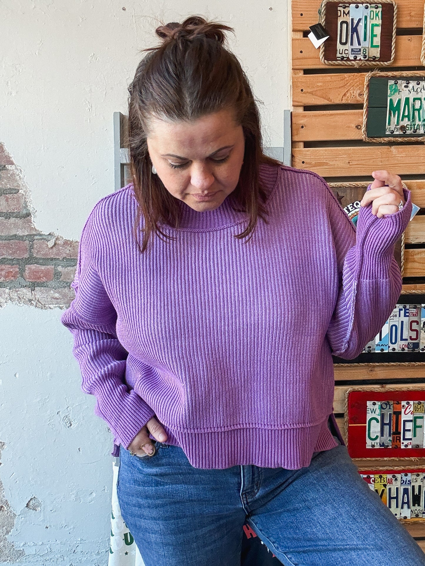 Twist and Stitch Sweater in Violet/Lavender