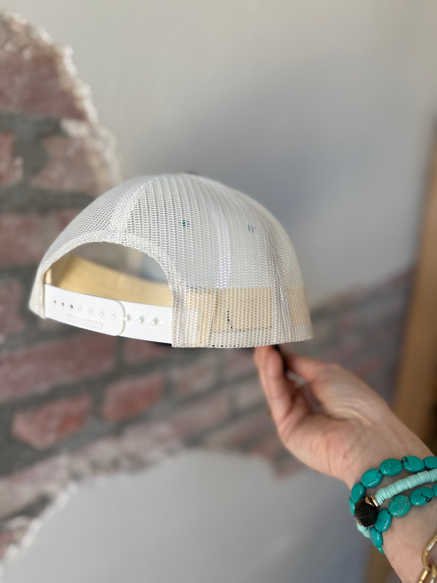 Granny Square Trucker Hat in Dk Blue/Teal