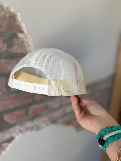 Granny Square Trucker Hat in Dk Blue/Teal