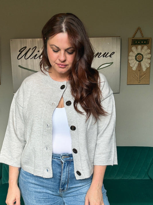 The Emery Cardigan in Light Grey