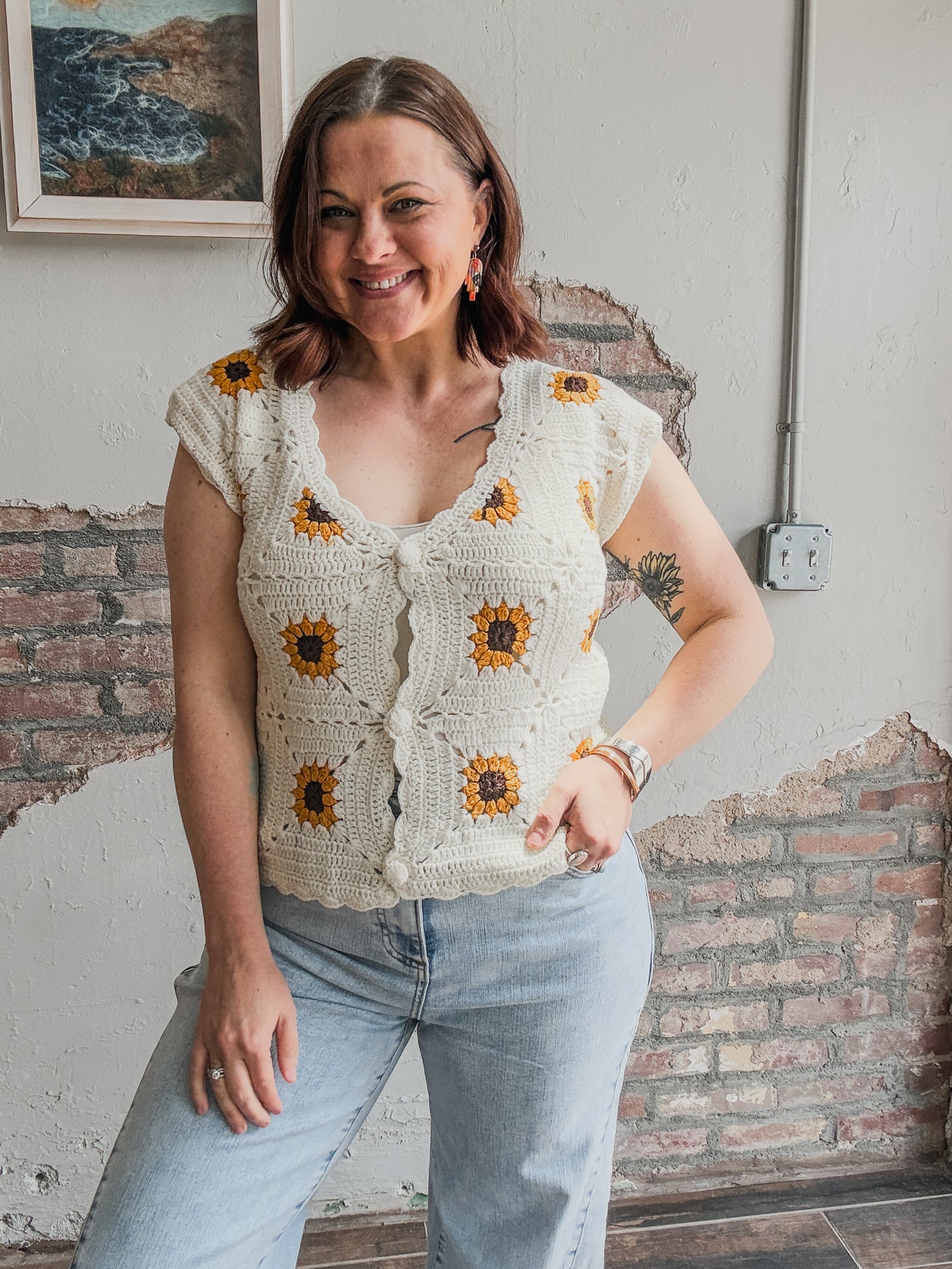 Sunflower Embroidered Vest