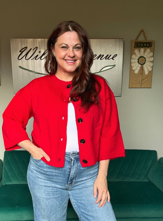 The Emery Cardigan in Red