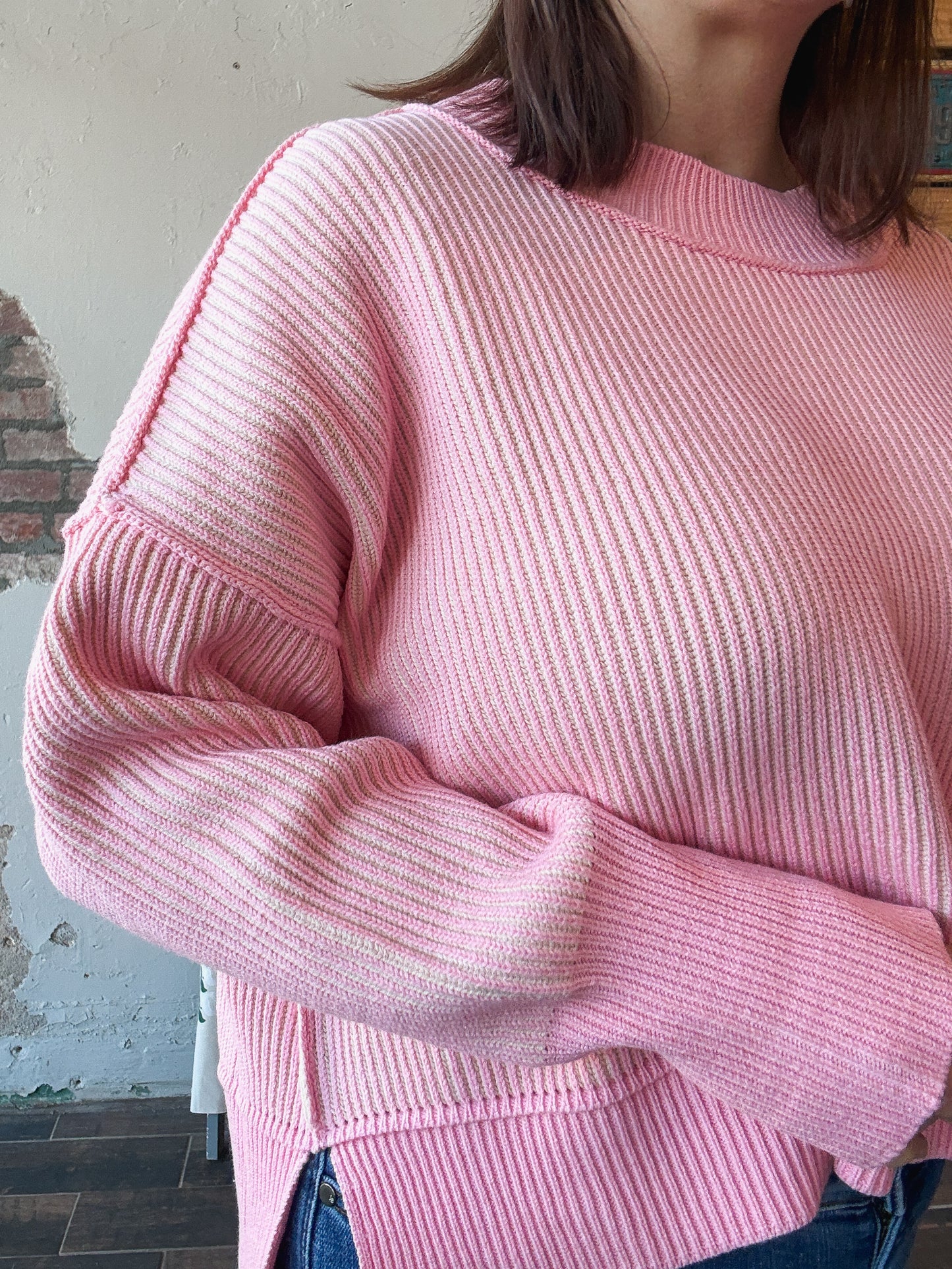 Twist and Stitch Sweater in Pink