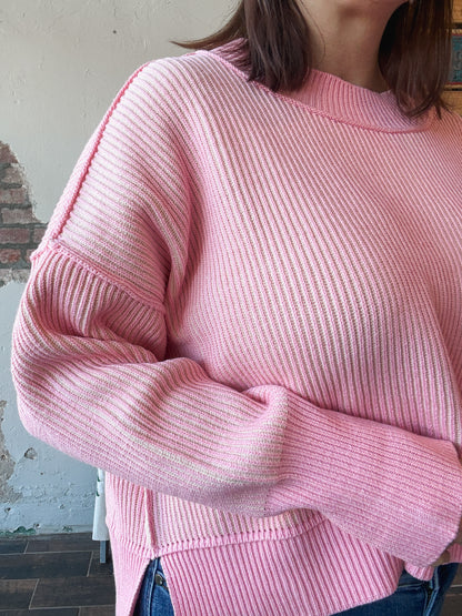 Twist and Stitch Sweater in Pink