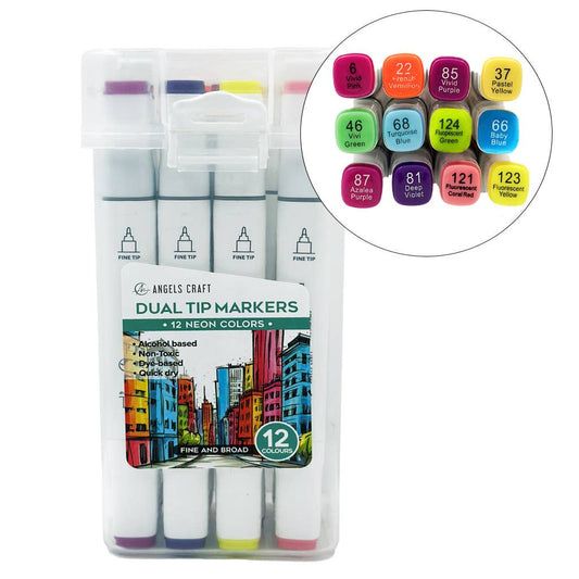 Dual Tip Markers Set, Neon Colors
