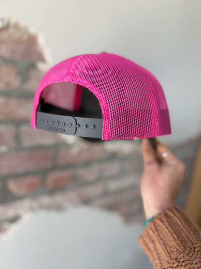 Granny Square Trucker Hat in Red/Pink