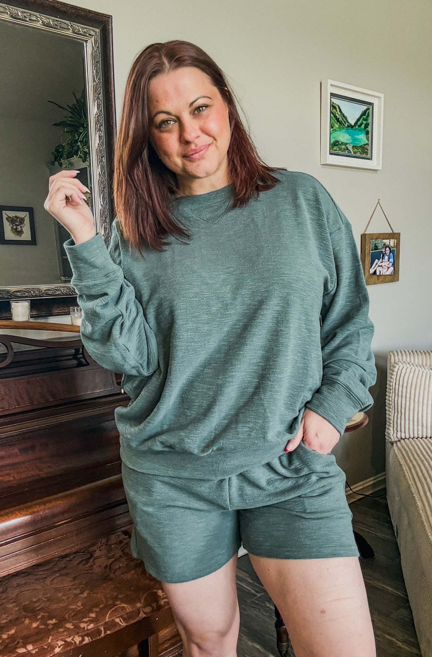 Lazy Day  Lounge Set in Ash Jade