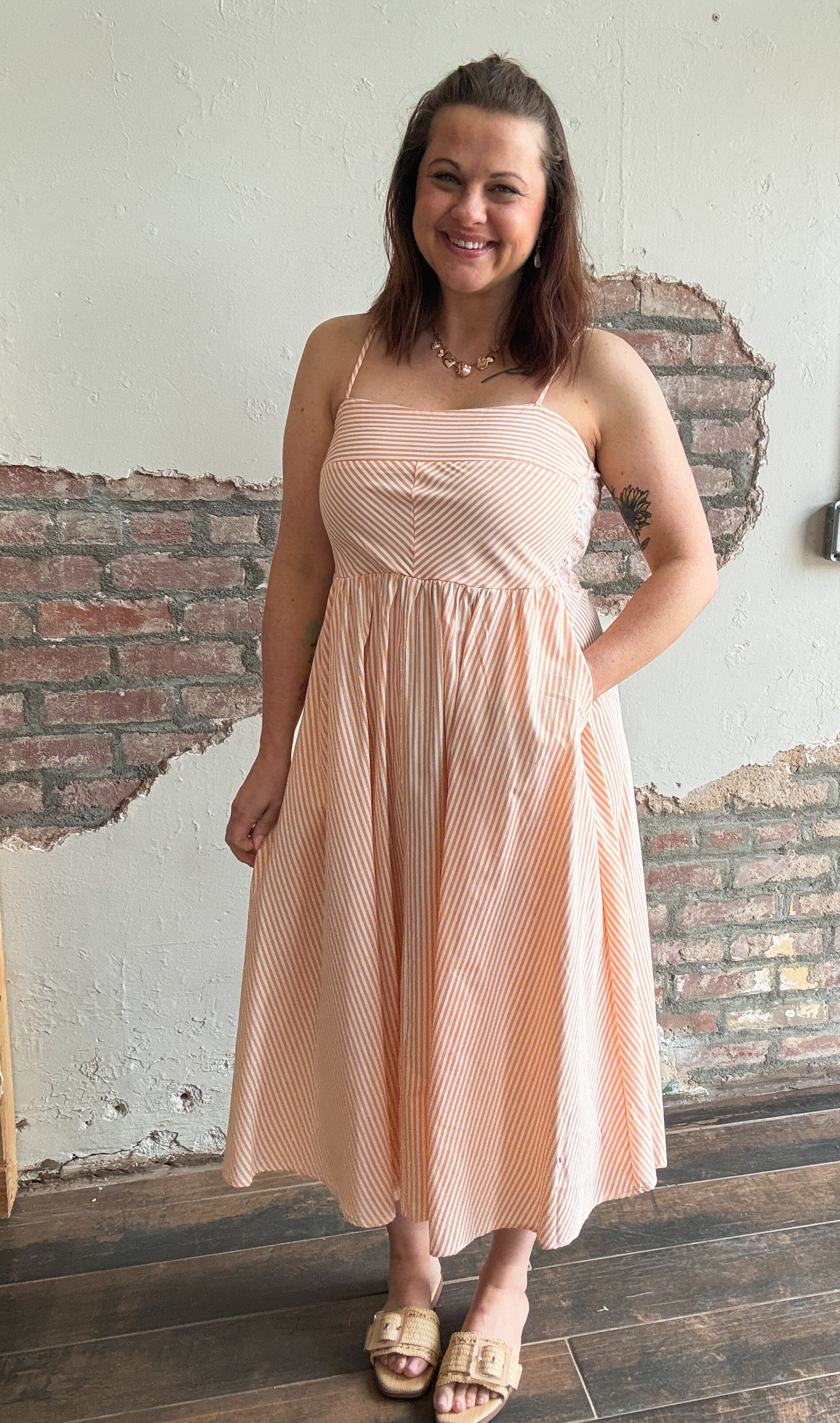 Everyday Breeze Midi Dress in Orange