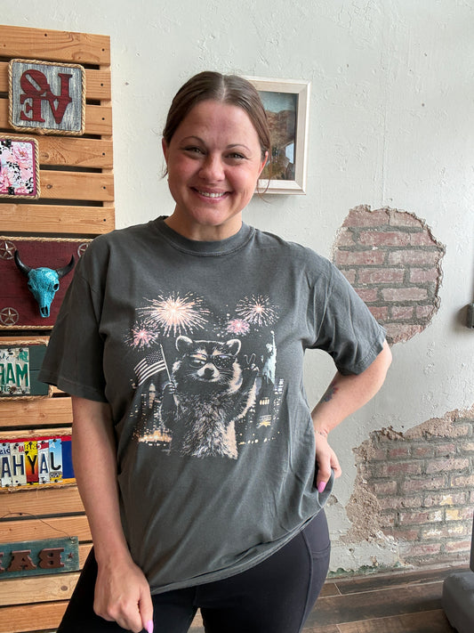 Raccoon 4th of July Tee (Full length)