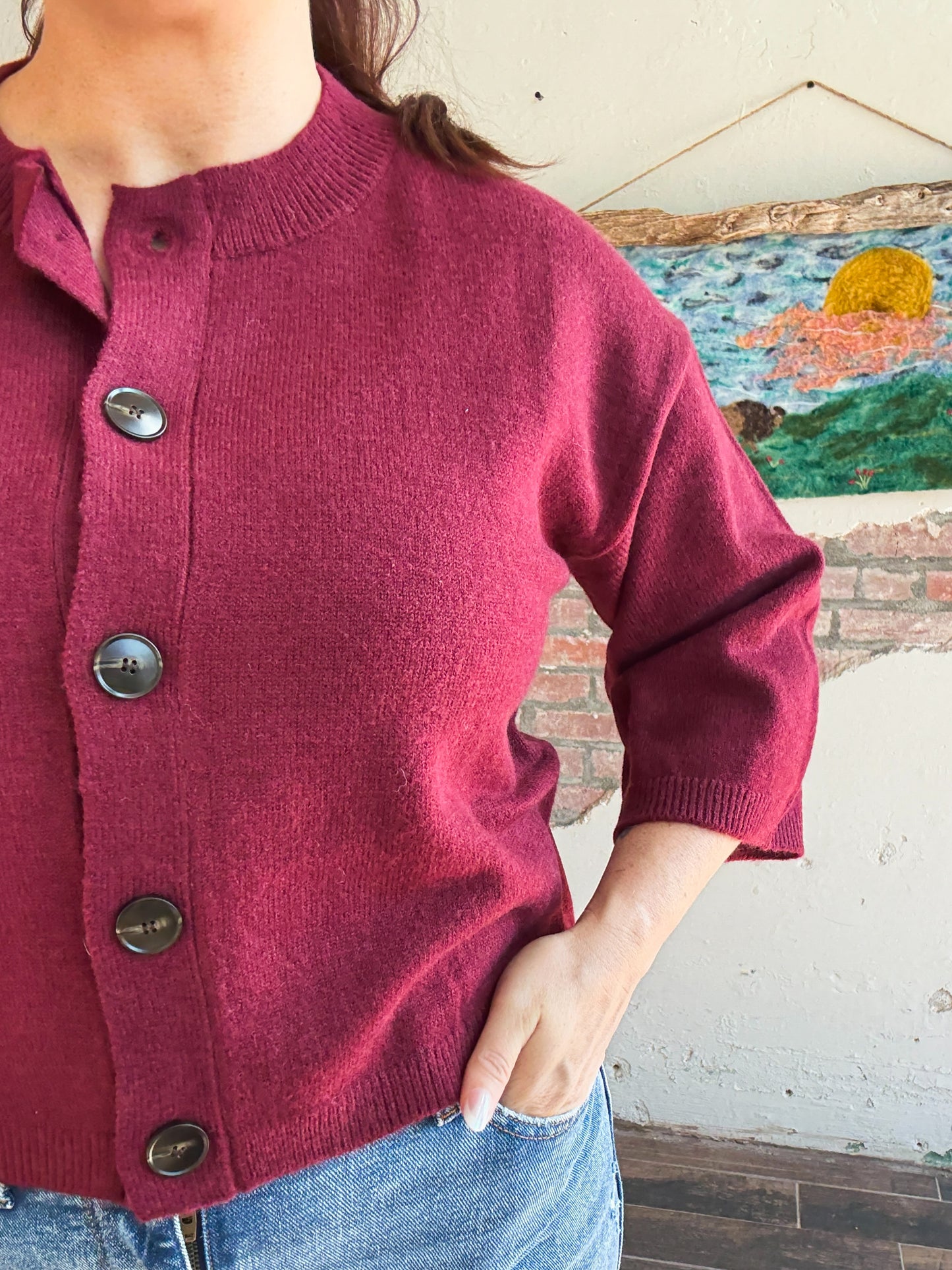 The Emery Cardigan in Burgandy