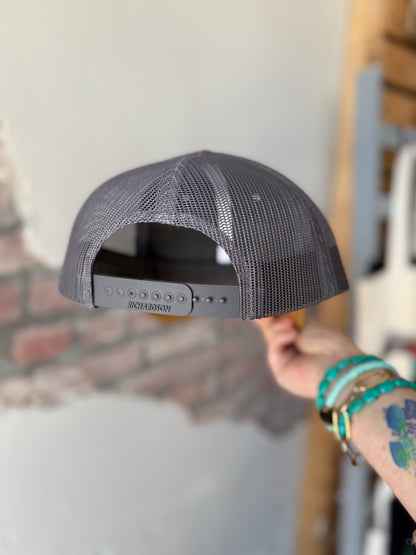 Granny Square Trucker Hat in Blue Daisy